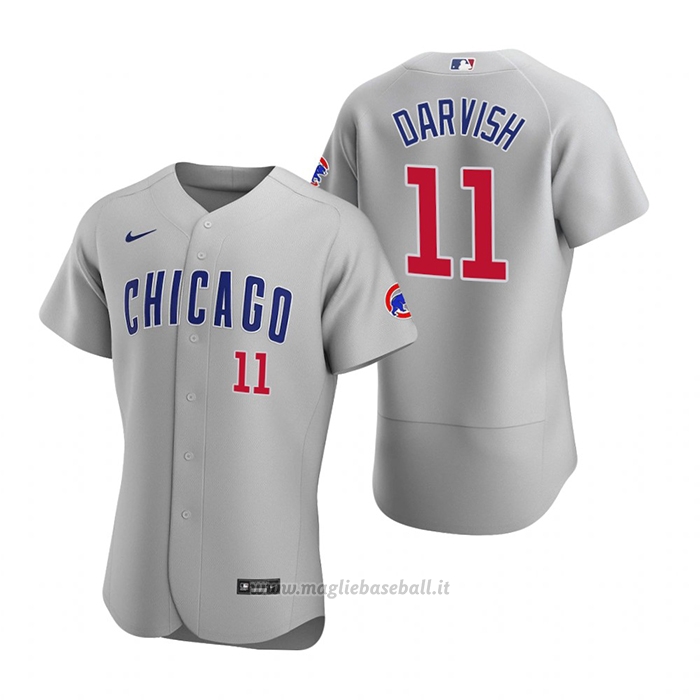 Maglia Baseball Uomo Chicago Cubs Yu Darvish Autentico 2020 Road Grigio